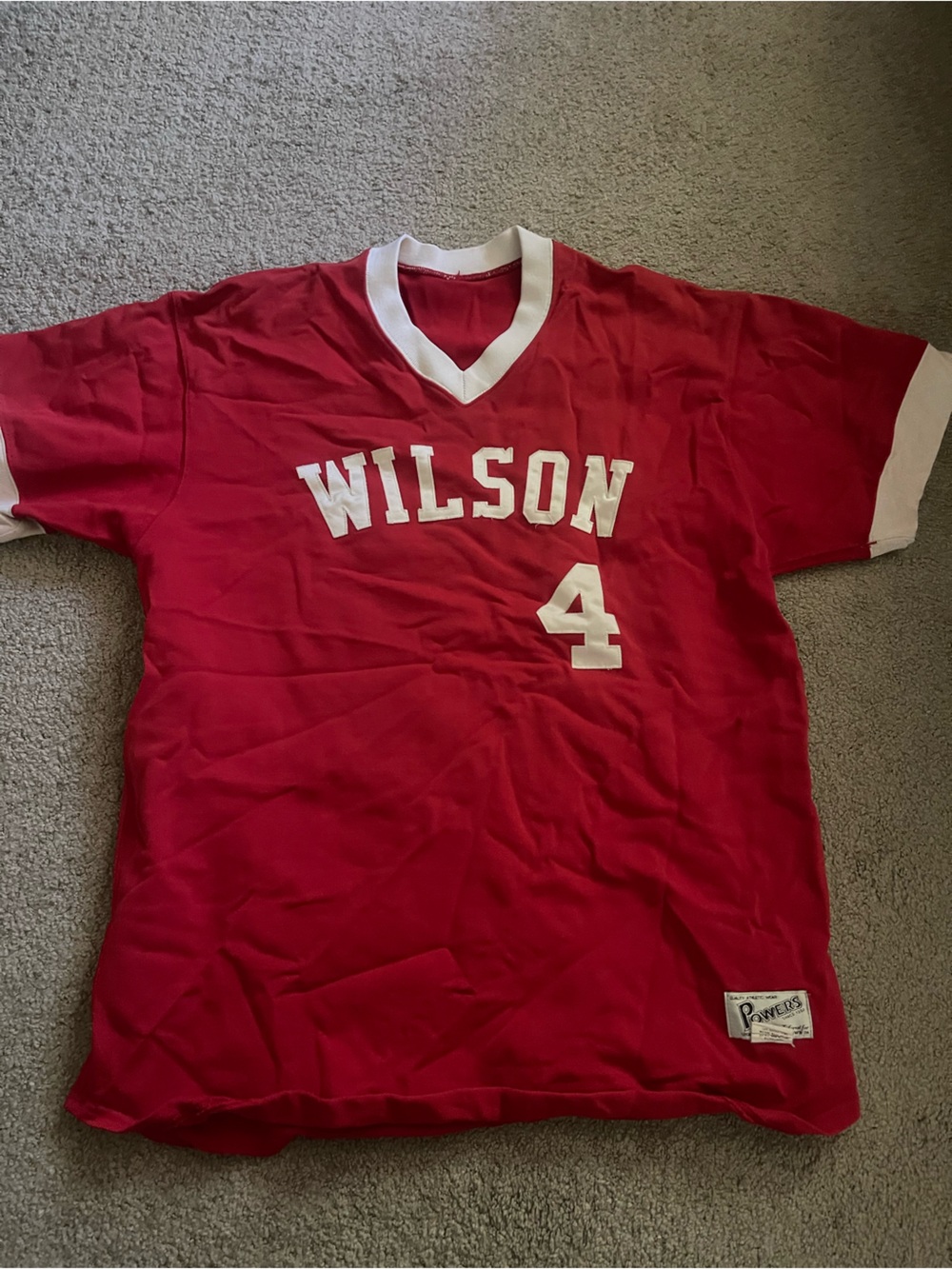 Vintage Wilson Red Jersey with White Trim and Number 4